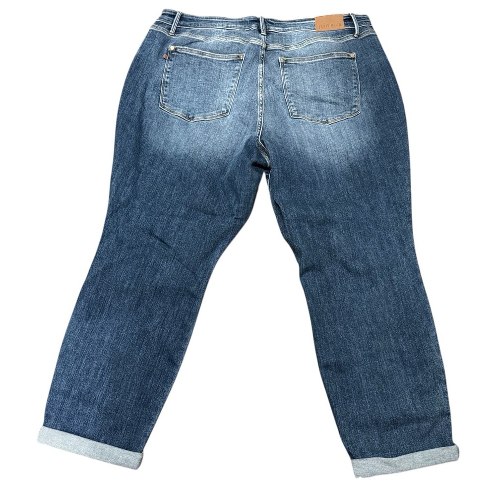 Judy Blue Mid-Rise Boyfriend Crop Cuffed Jeans Dark Wash Size 22W NEW Stretch - Picture 4 of 11